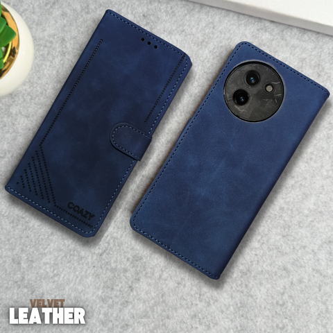 Velvet Dark Blue Flip Leather Case for Vivo T3X