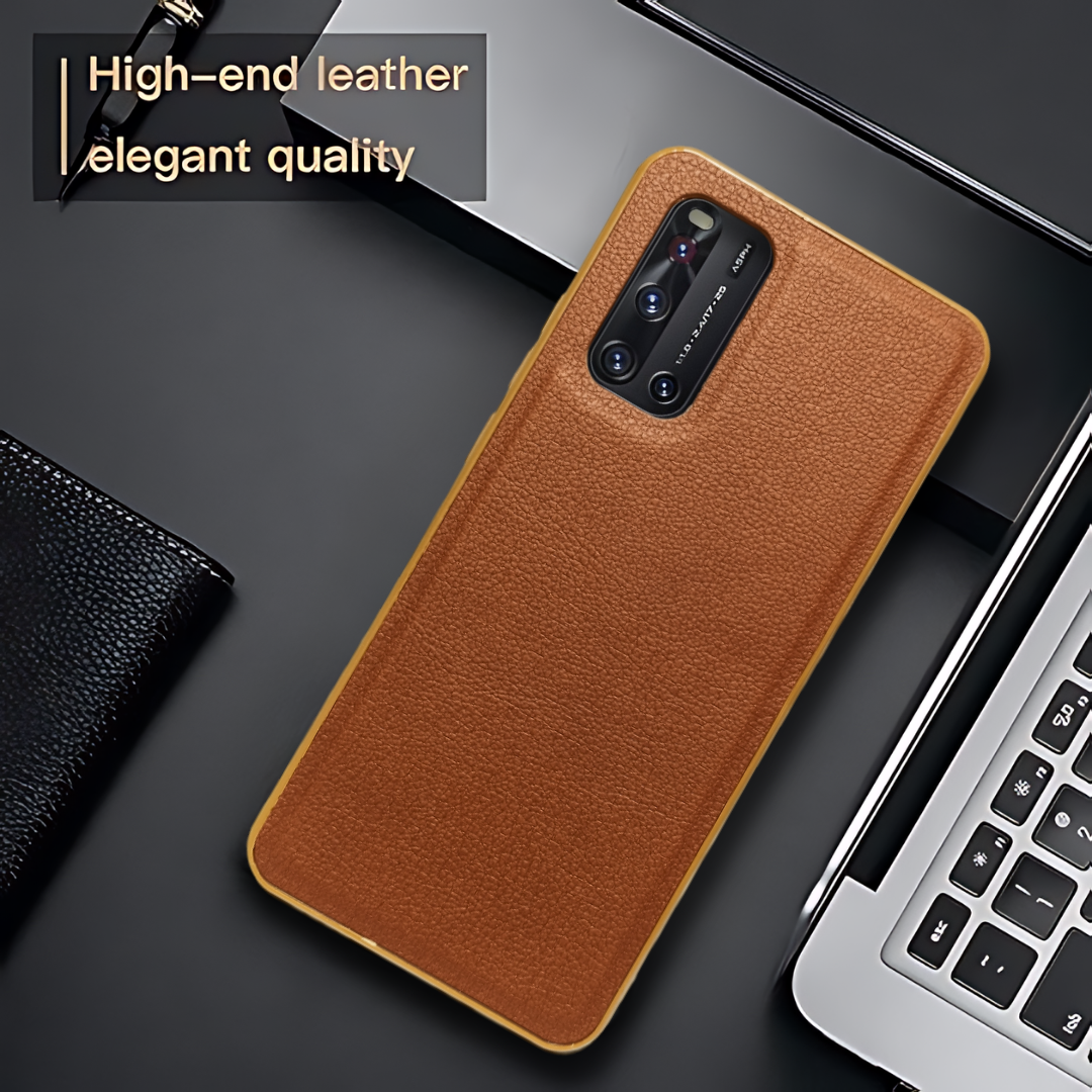 Raised Edges Brown Leather Case for Vivo V19