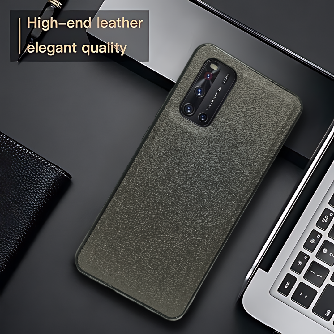Raised Edges Grey Leather Case for Vivo V19