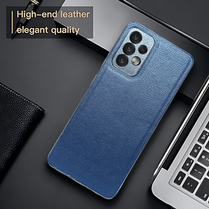 Raised Edges Blue Leather Case for Samsung A32 4g