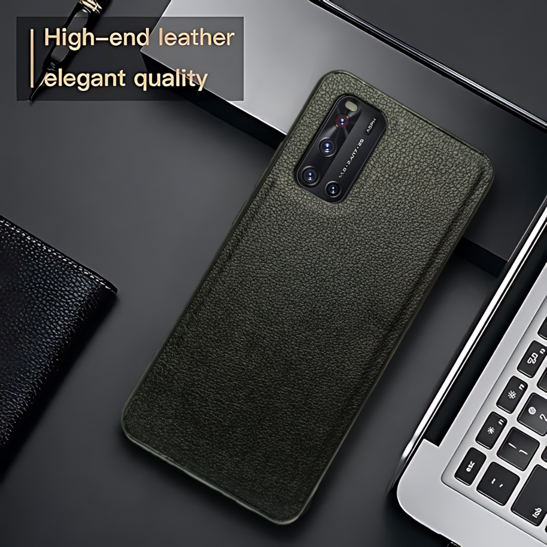 Raised Edges Black Leather Case for Vivo V19