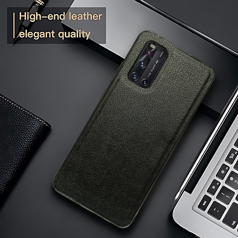 Raised Edges Black Leather Case for Vivo V19
