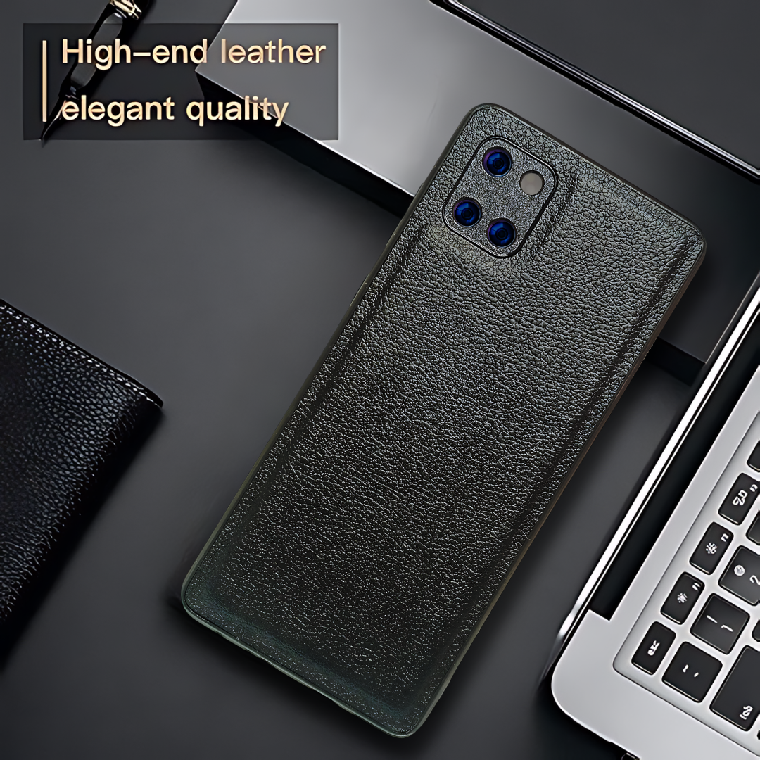 Raised Edges Black Leather Case for Samsung Note 10 Lite