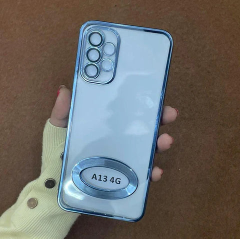 Silver 6D Chrome Logo Cut Transparent Case for Samsung A32 4G