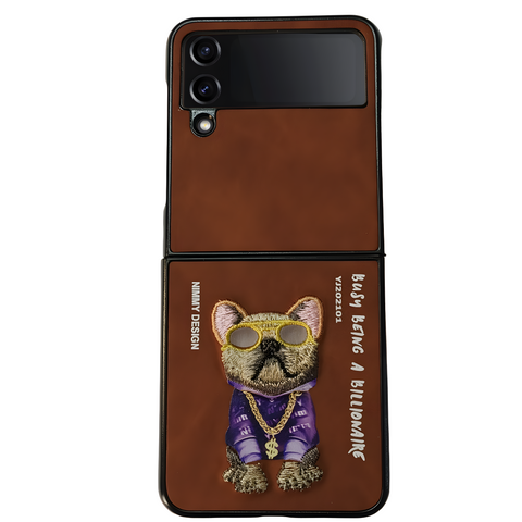 Brown Leather Billionaire Ornamented  case for Samsung Galaxy Z FLIP 3