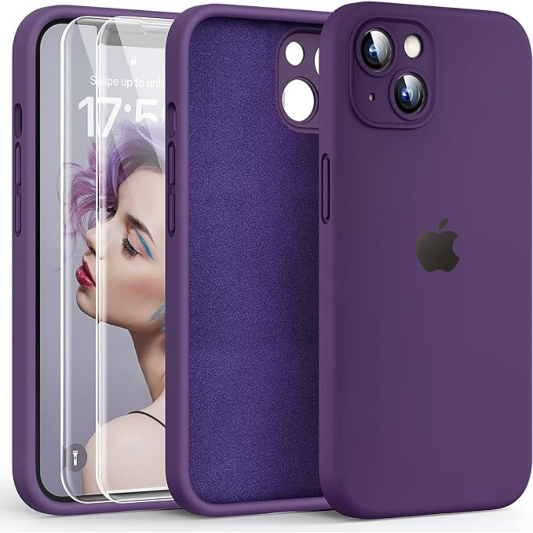 Deep Purple Original Camera Silicone case for Apple iphone 15