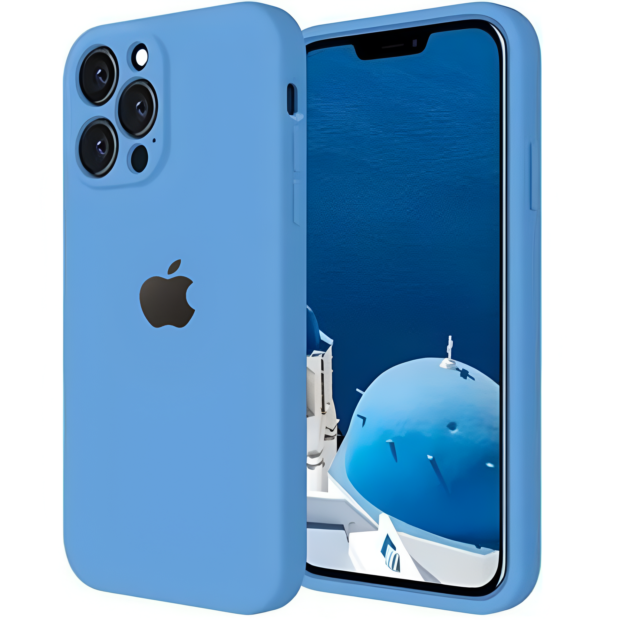 Sky Blue Original Camera Safe Silicone case for Apple iphone 13 Pro