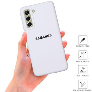 White Original Camera Safe Silicone case for Samsung S22