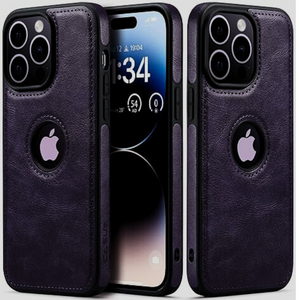 Puloka Deep Purple Logo cut Leather silicone case for Apple iPhone 11 Pro Max