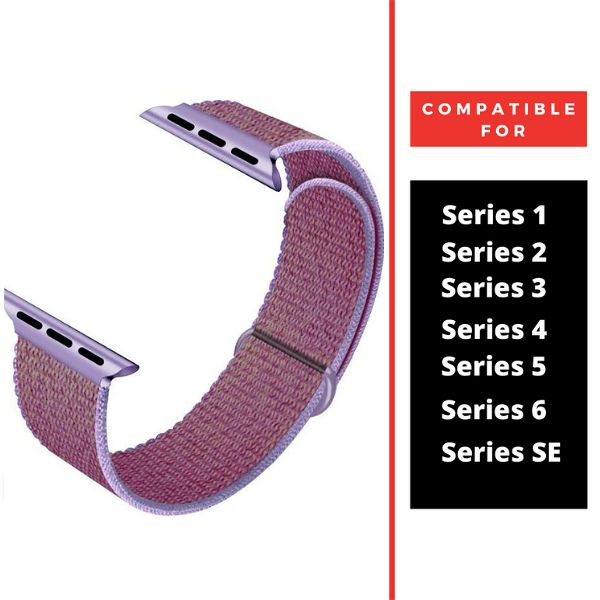 Purple Border Maroon Nylon Strap For Apple Watch Series 8 (38mm/40mm/41mm)