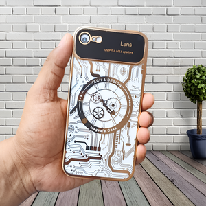 Golden Watch Machine Logo Cut Transparent Case for Apple Iphone 7