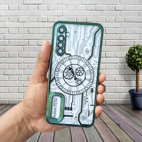 Green Watch Machine Logo Cut Transparent Case for Realme X2