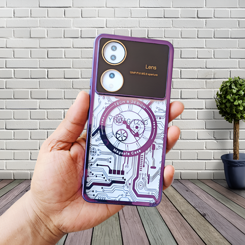 Purple Watch Machine Logo Cut Transparent Case for Vivo T2 5g