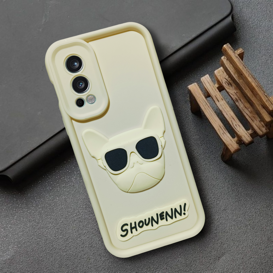 Cream SHOUNENN BULLDOG Silicone case for Oneplus Nord 2