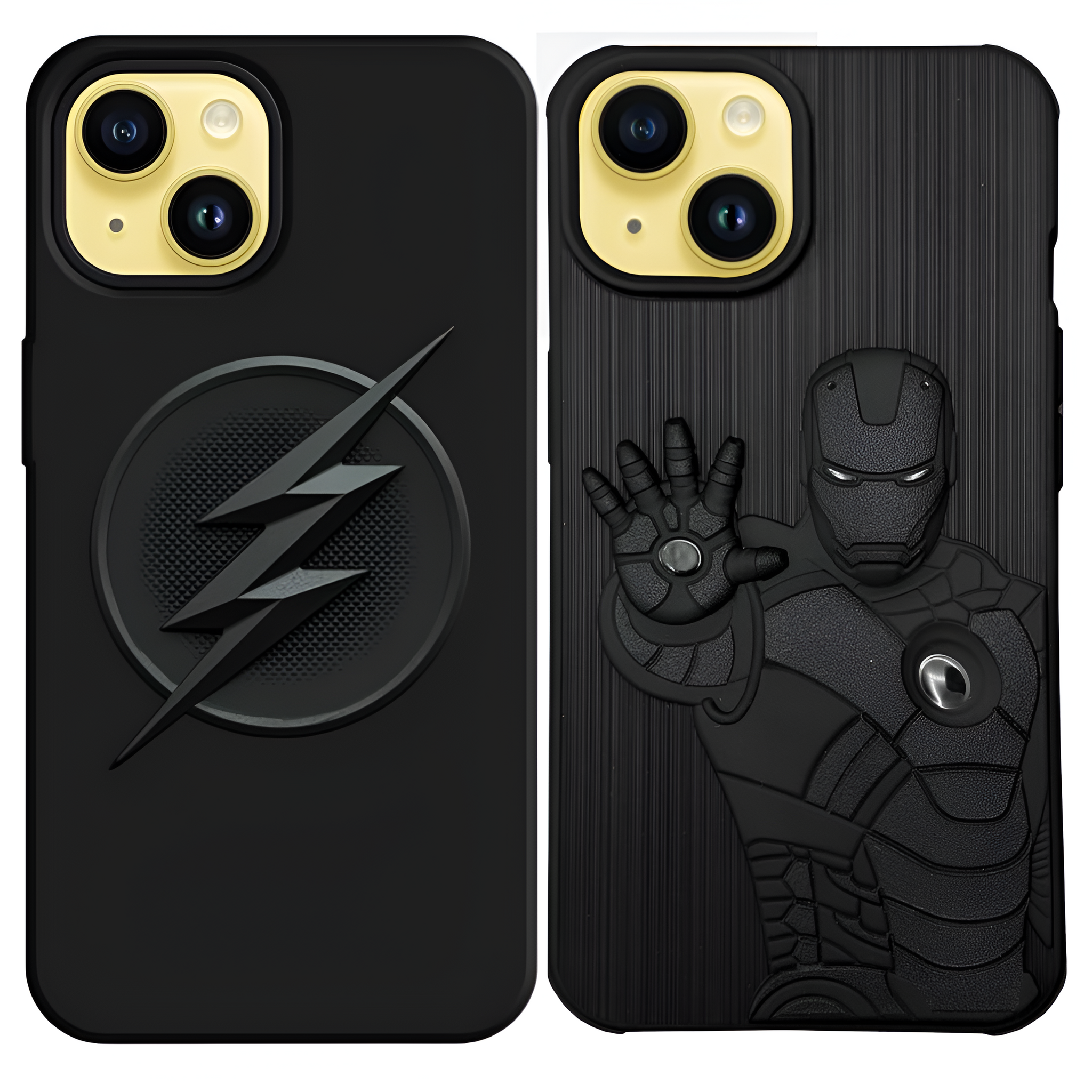 Superhero Engraved(COMBO)(F+A) logo silicon Case for Apple Iphone 14