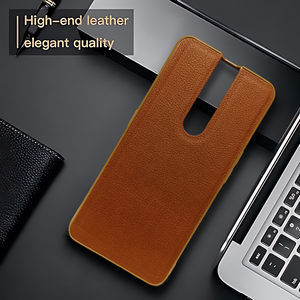 Raised Edges Brown  Leather Case for Oppo F11 Pro