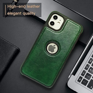 Puloka Green Logo cut Leather silicone case for Apple iPhone 11