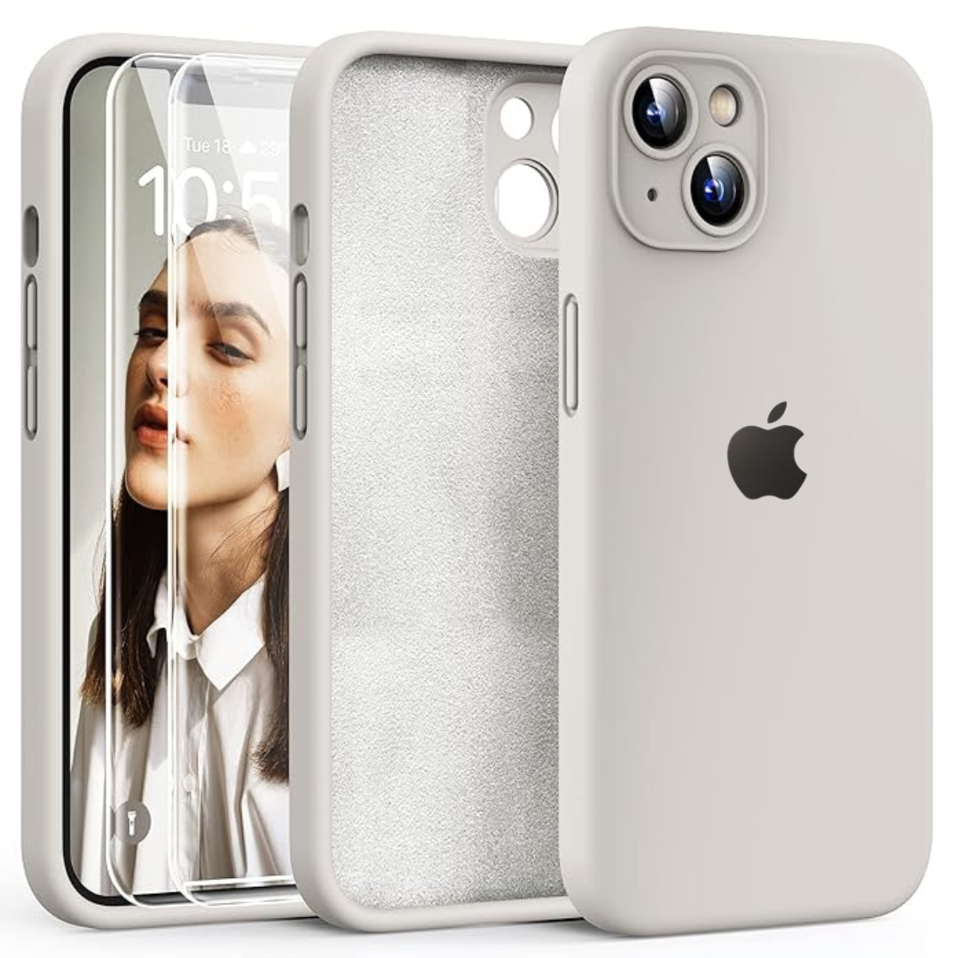 White Original Camera Safe Silicone case for Apple iphone 13