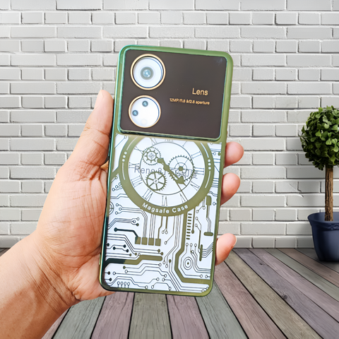 Green Watch Machine Logo Cut Transparent Case for Oppo Reno 8T