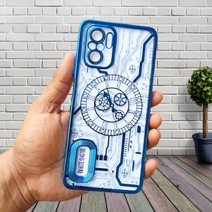 Blue Watch Machine Logo Cut Transparent Case for Redmi Note 10 4g