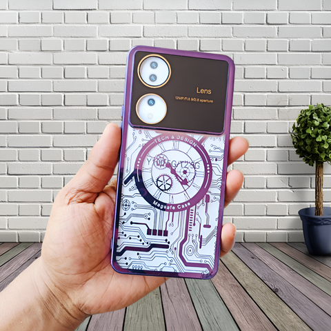 Purple Watch Machine Logo Cut Transparent Case for Vivo Y100