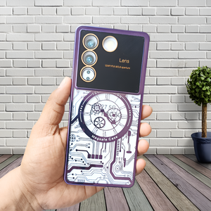 Purple Watch  Machine Logo Cut Transparent Case for Vivo V27