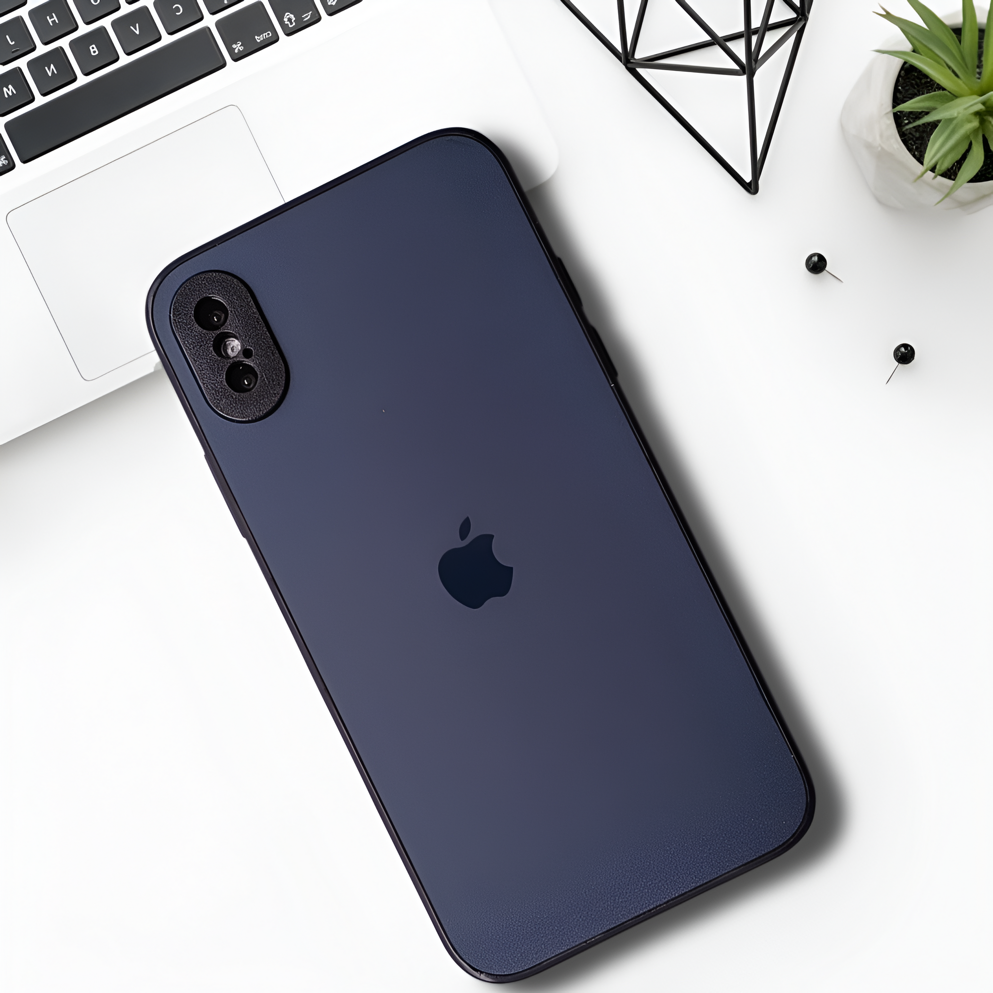 Dark Blue Matte Fiber Silicone case for Apple iphone X/XS