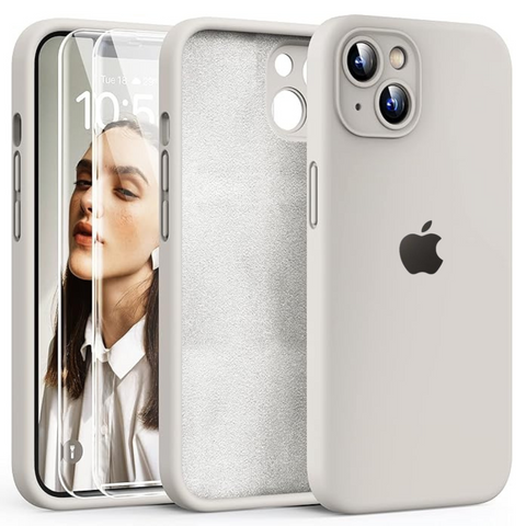 White Original Camera Safe Silicone case for Apple iphone 14