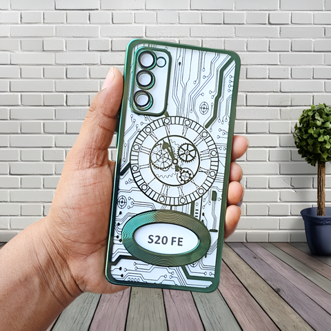 Green Watch  Machine Logo Cut Transparent Case for Samsung S20 Fe