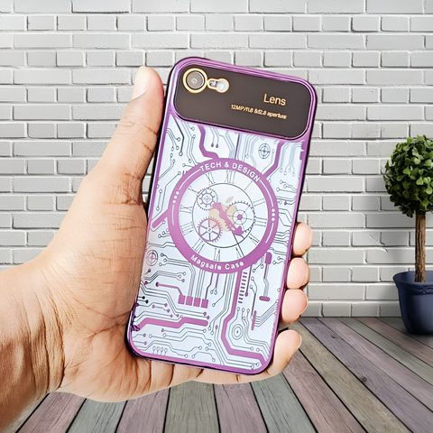 Purple Watch Machine Logo Cut Transparent Case for Apple Iphone 8