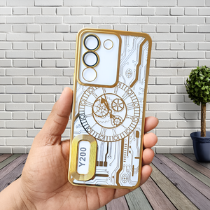 Golden Watch  Machine Logo Cut Transparent Case for Vivo Y200