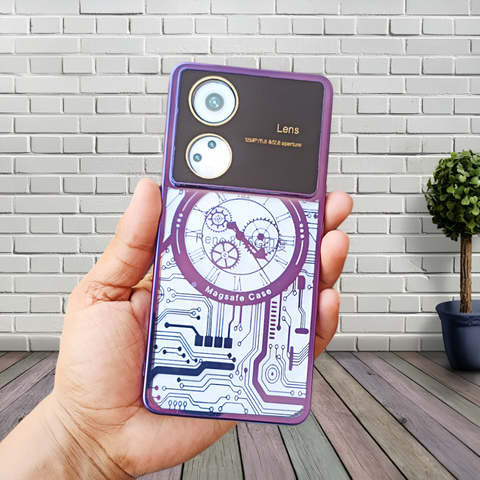 Purple Watch Machine Logo Cut Transparent Case for Oppo Reno 8T