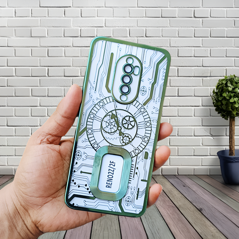 Green Watch Machine Logo Cut Transparent Case for Oppo Reno 2F