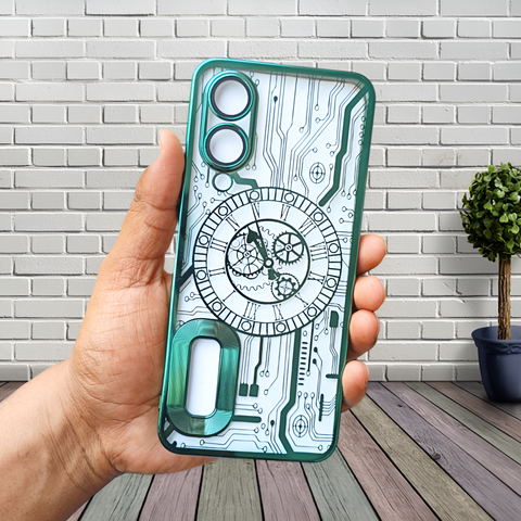 Green Watch  Machine Logo Cut Transparent Case for Vivo Y28 5g