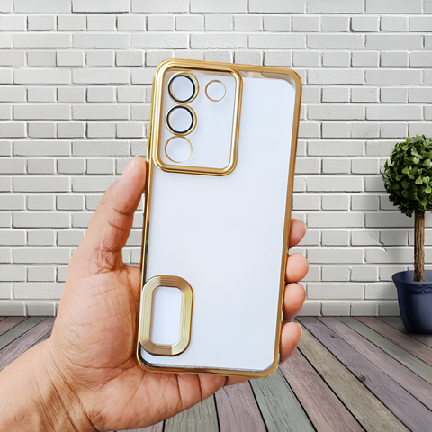 Gold 6D Chrome Logo Cut Transparent Case for Vivo Y200