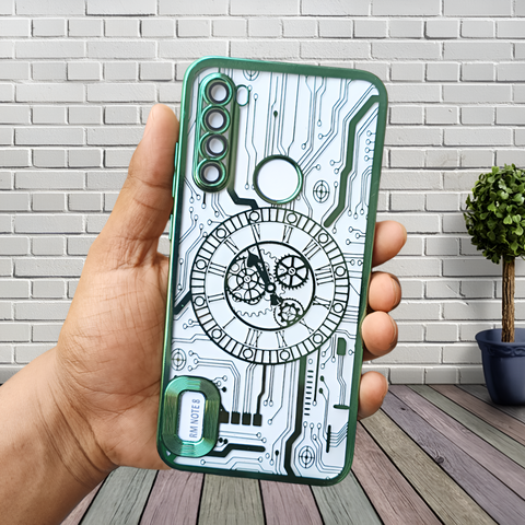 Green Watch Machine Logo Cut Transparent Case for Redmi Note 8