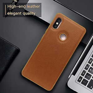 Raised Edges Brown Leather Case for Redmi Note 5 Pro