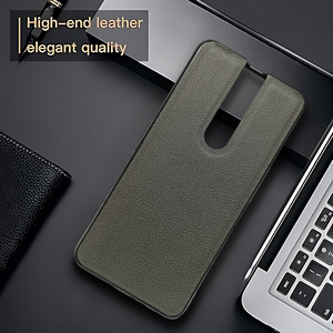 Raised Edges Grey Leather Case for Oppo F11 Pro