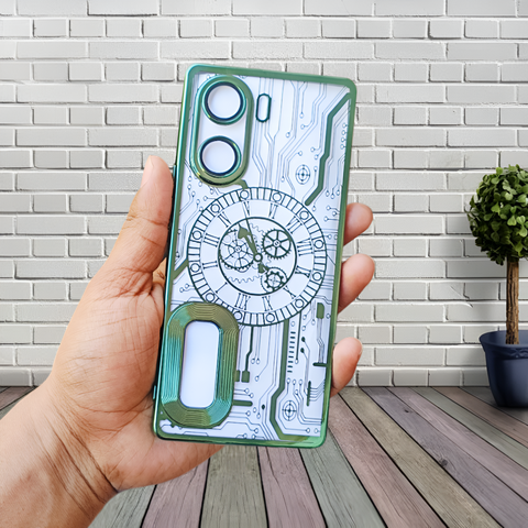 Green Watch  Machine Logo Cut Transparent Case for Vivo V29E