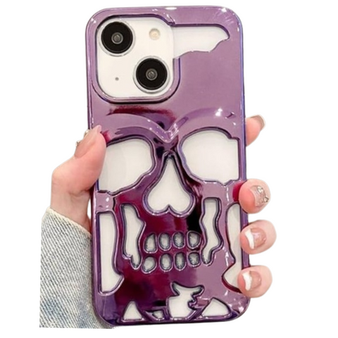 Purple Hollow Skull Design Silicone case for Apple iphone 13