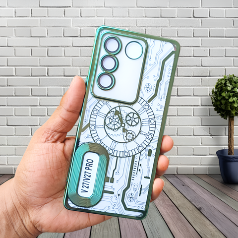 Green Watch  Machine Logo Cut Transparent Case for Vivo V27 Pro