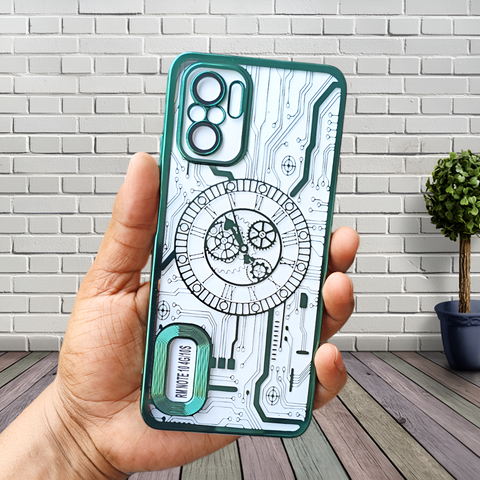 Green Watch Machine Logo Cut Transparent Case for Redmi Note 10 4g