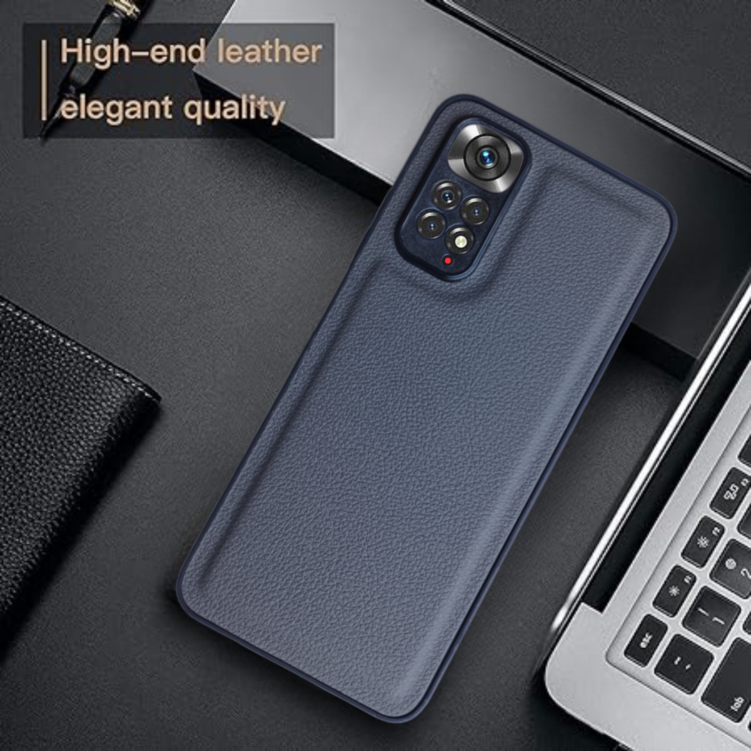 Raised Edges Grey Leather Case for Redmi Note 11