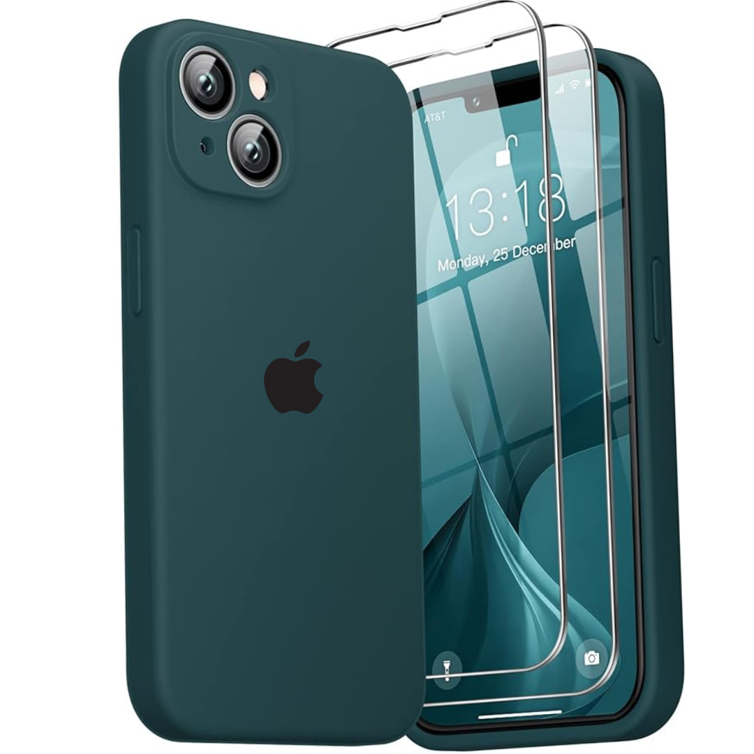 Dark Green Original Camera Silicone case for Apple iphone 14 Plus