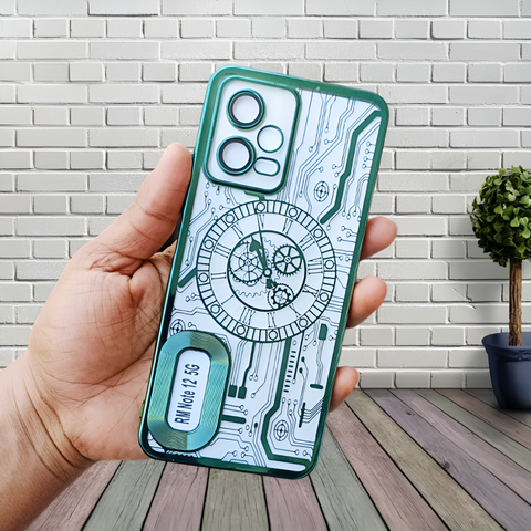 Green Watch Machine Logo Cut Transparent Case for Redmi Note 12