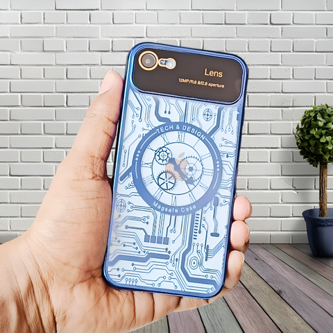 Blue Watch Machine Logo Cut Transparent Case for Apple Iphone 7