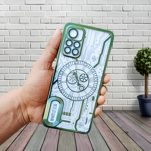 Green Watch Machine Logo Cut Transparent Case for Redmi Note 11