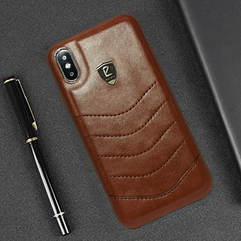 Box Puloka Brown Lining Leather silicone case for Apple iPhone X/xs