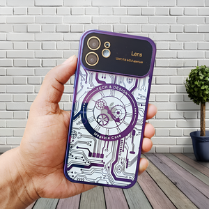 Purple Watch Machine Logo Cut Transparent Case for Apple Iphone 11