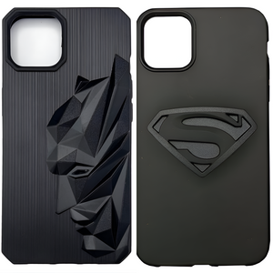 Superhero Engraved(COMBO)(B+S) logo silicon Case for Apple Iphone 14